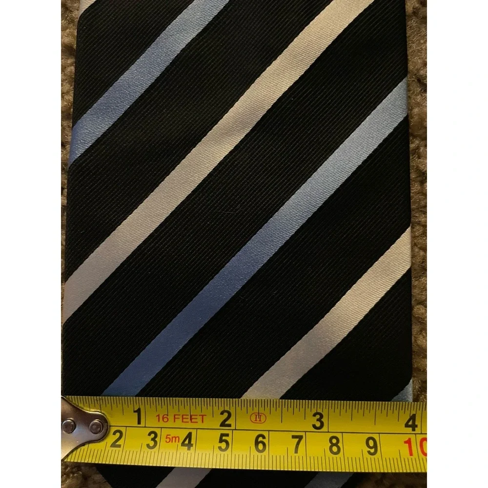 Polifroni Milano Neckwear Tie Blue White Striped Made In Italy 100% Silk JBHS